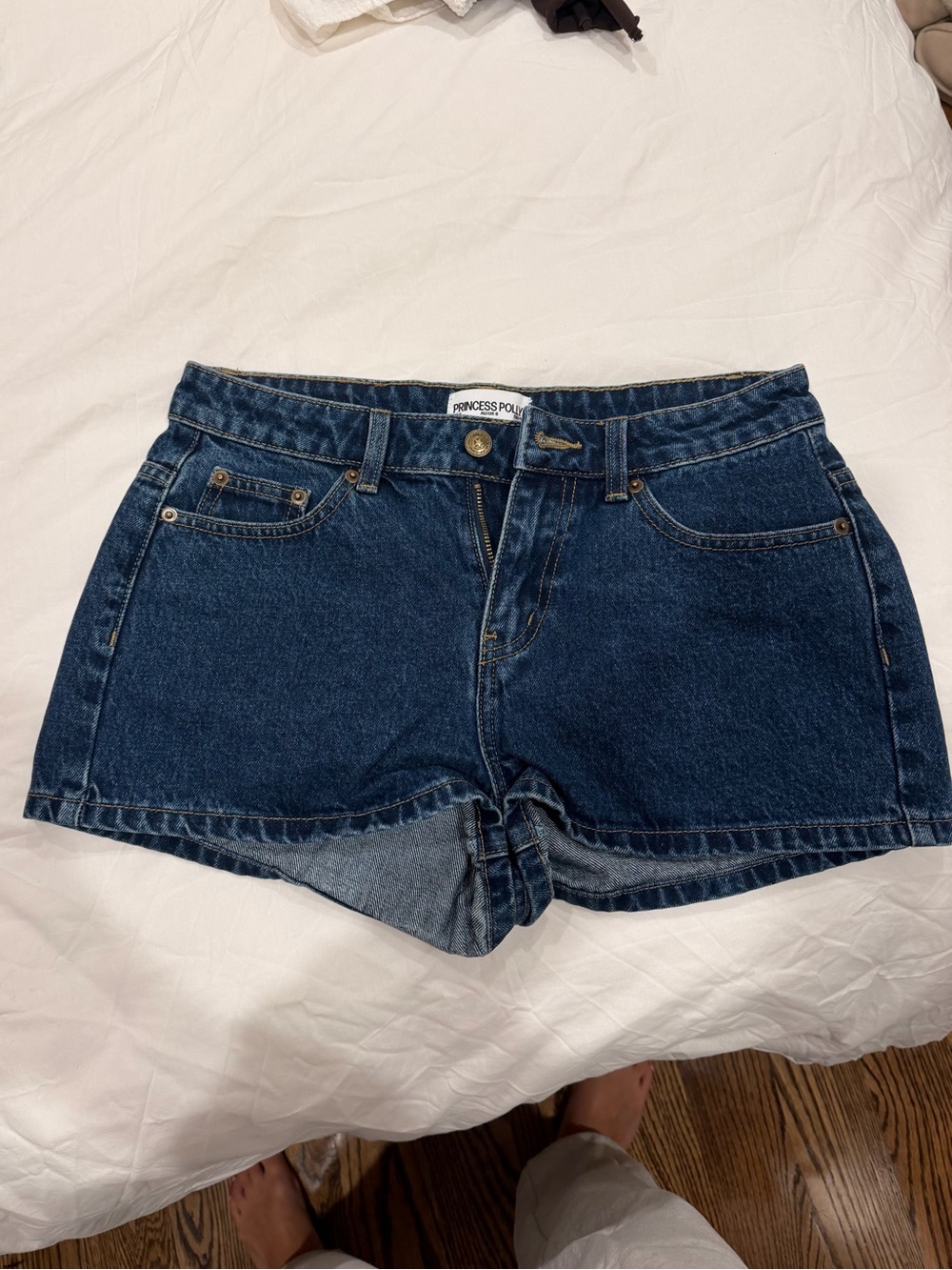 Princess Polly Dark Blue High-Rise Denim Shorts